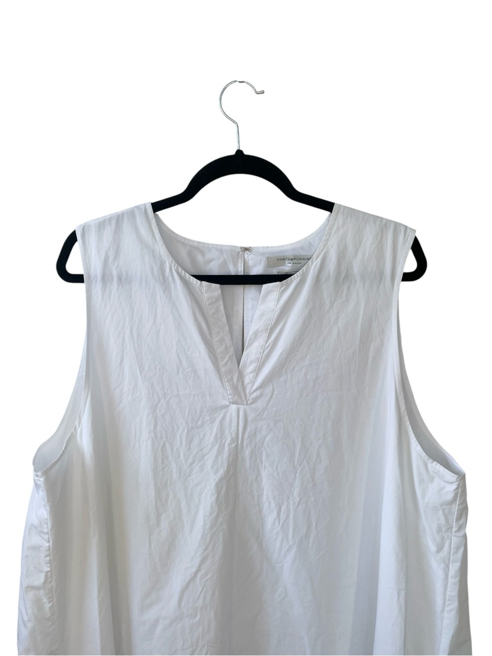 CONTEMPORAINE Simons White Organic Cotton Sleeveless Lagenlook Maxi Dress XXL - Picture 2 of 5